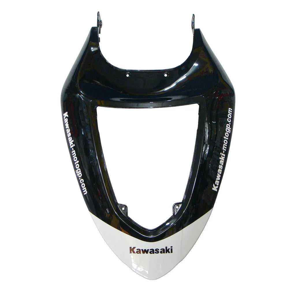 Kawasaki ZX-6R / 636 2005-2006 Black, White, and Green Monster Edition with Logos tail section fairing detail view 10