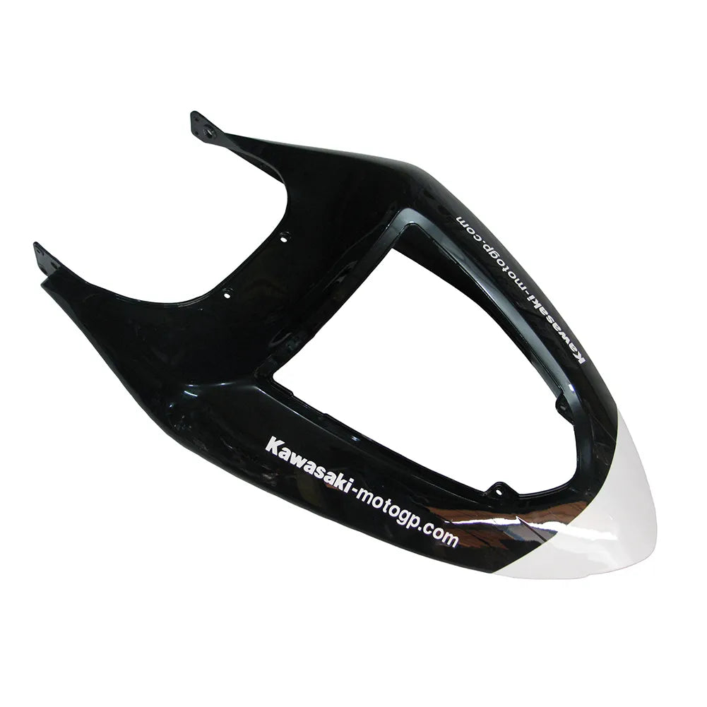 Kawasaki ZX-6R / 636 2005-2006 Black, White, and Green Monster Edition with Logos tail section fairing detail view 12