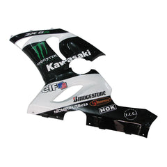 Kawasaki ZX-6R / 636 2005-2006 Black, White, and Green Monster Edition with Logos tail section fairing detail view 5