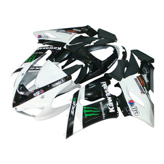 Kawasaki ZX-6R / 636 2005-2006 Black, White, and Green Monster Edition with Logos fairing kit left side view