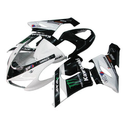 Kawasaki ZX-6R / 636 2005-2006 Black, White, and Green Monster Edition with Logos tail section fairing detail view 2
