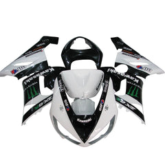 Kawasaki ZX-6R / 636 2005-2006 Black, White, and Green Monster Edition with Logos tail section fairing rear view