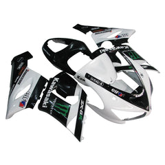 Kawasaki ZX-6R / 636 2005-2006 Black, White, and Green Monster Edition with Logos tail section fairing detail view 1