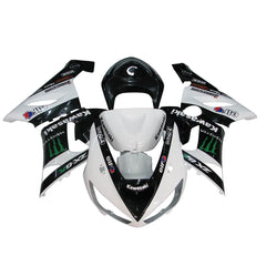 Kawasaki ZX-6R / 636 2005-2006 Black, White, and Green Monster Edition with Logos tail section fairing side view