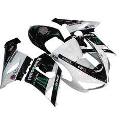 Kawasaki ZX-6R / 636 2005-2006 Black, White, and Green Monster Edition with Logos tail section fairing detail view 3