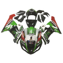 Kawasaki ZX-6R / 636 2005-2006 Black, Red, and Green Monster Edition fairing kit front view