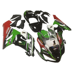 Kawasaki ZX-6R / 636 2005-2006 Black, Red, and Green Monster Edition fairing kit left side view