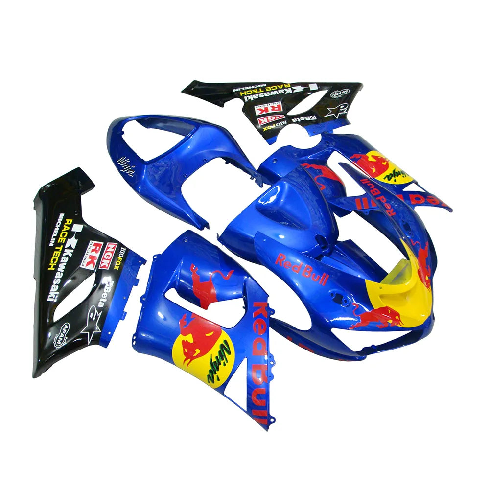 Kawasaki ZX-6R / 636 2005-2006 Black, Yellow, and Red Bull Edition fairing kit left side view