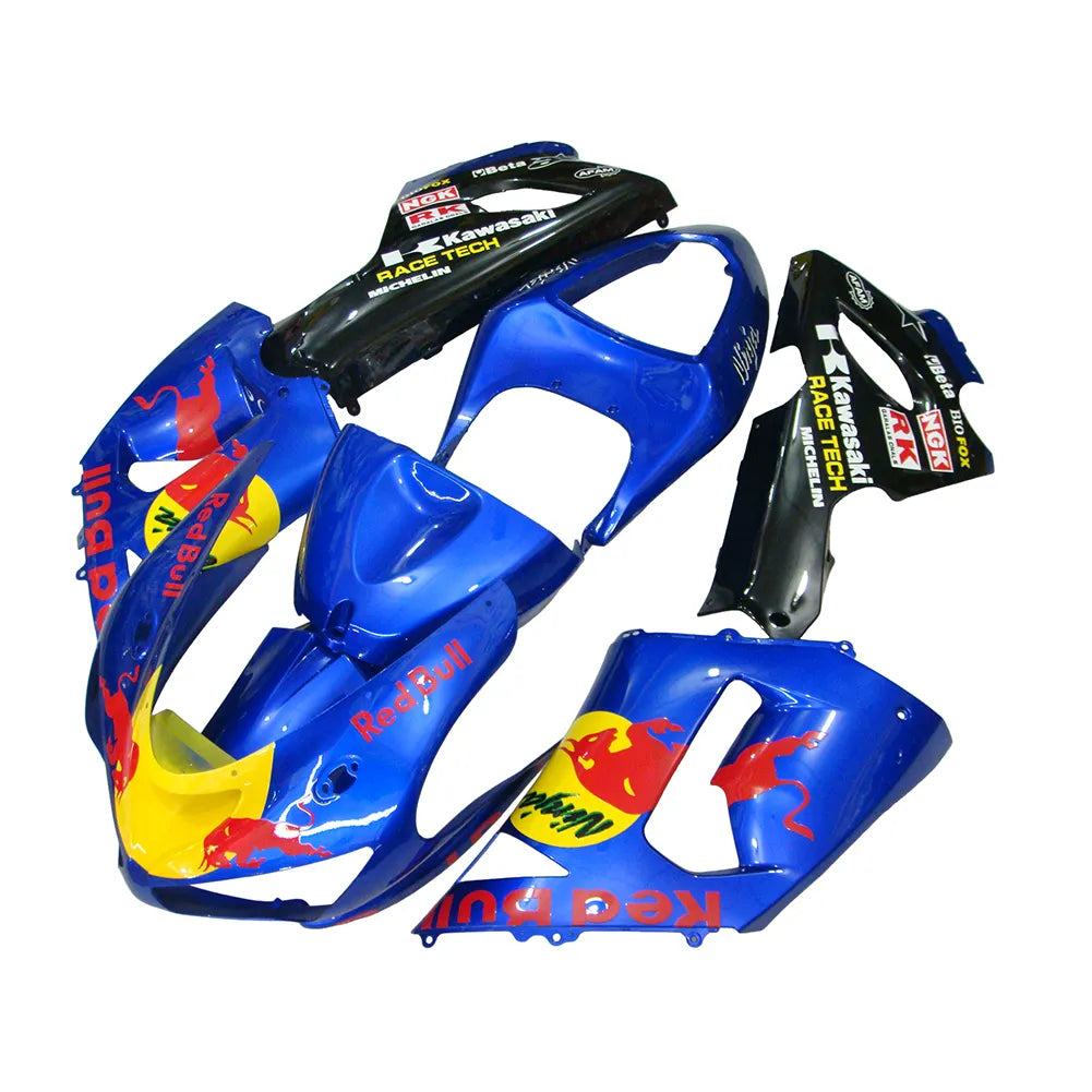 Kawasaki ZX-6R / 636 2005-2006 Black, Yellow, and Red Bull Edition tail section fairing detail view 1