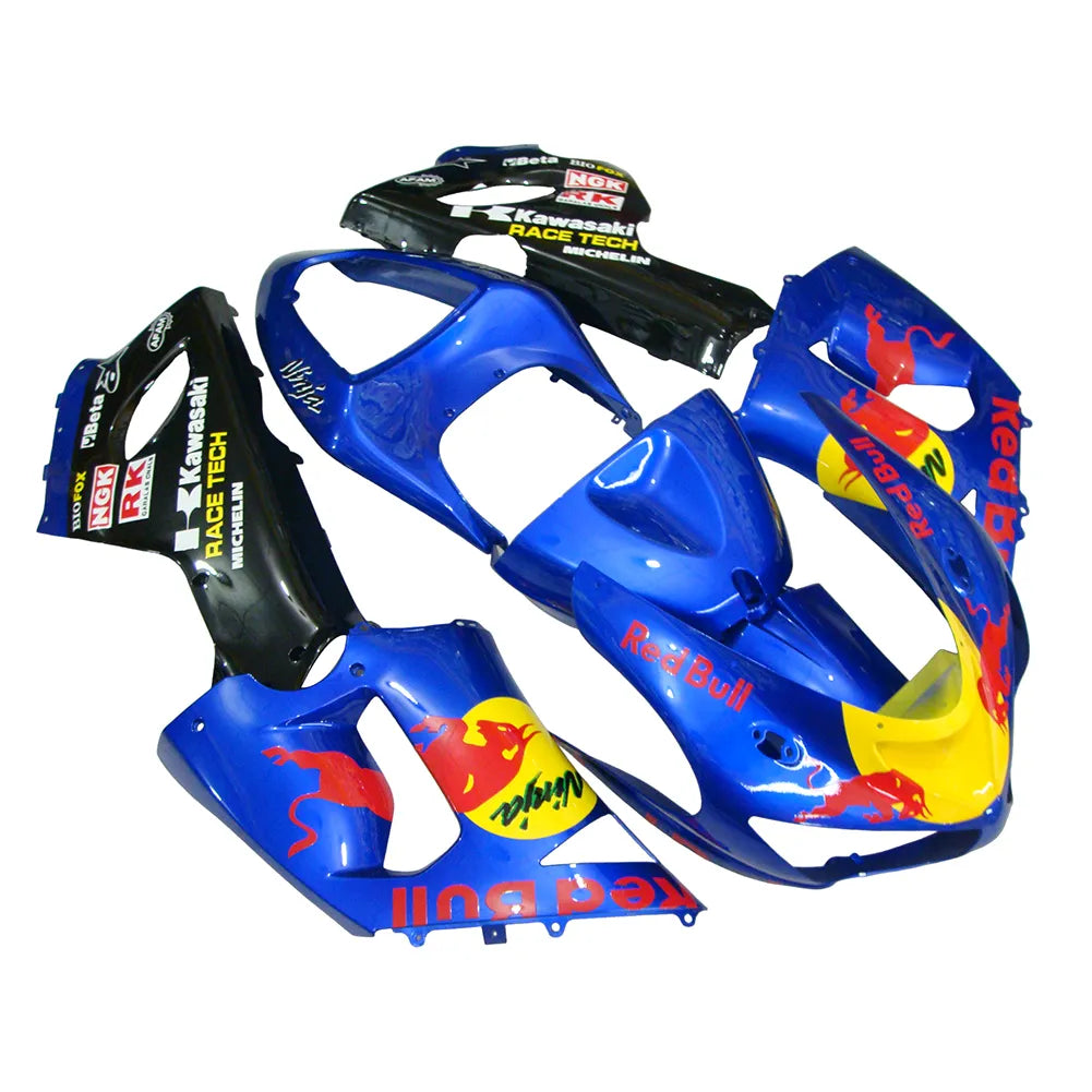 Kawasaki ZX-6R / 636 2005-2006 Black, Yellow, and Red Bull Edition tail section fairing side view