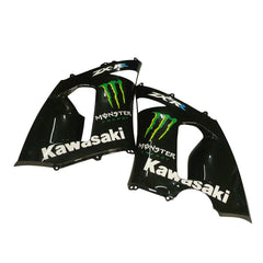Kawasaki ZX-6R / 636 2005-2006 Black and Green Monster Edition tail section fairing detail view 5