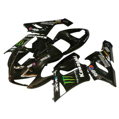 Kawasaki ZX-6R / 636 2005-2006 Black and Green Monster Edition full fairing kit set view