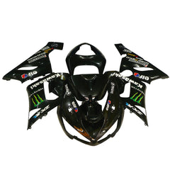 Kawasaki ZX-6R / 636 2005-2006 Black and Green Monster Edition fairing kit front view
