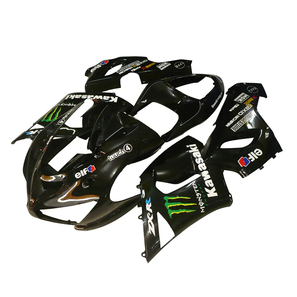 Kawasaki ZX-6R / 636 2005-2006 Black and Green Monster Edition tail section fairing side view