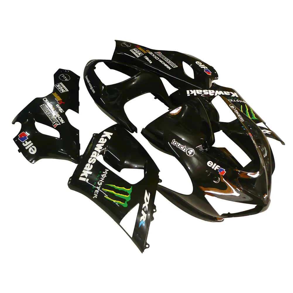Kawasaki ZX-6R / 636 2005-2006 Black and Green Monster Edition tail section fairing detail view 1