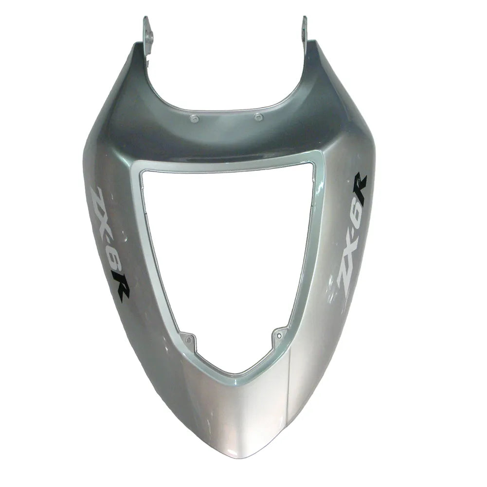 Kawasaki ZX-6R / 636 2005-2006 Matte Black and Silver tail section fairing detail view 15