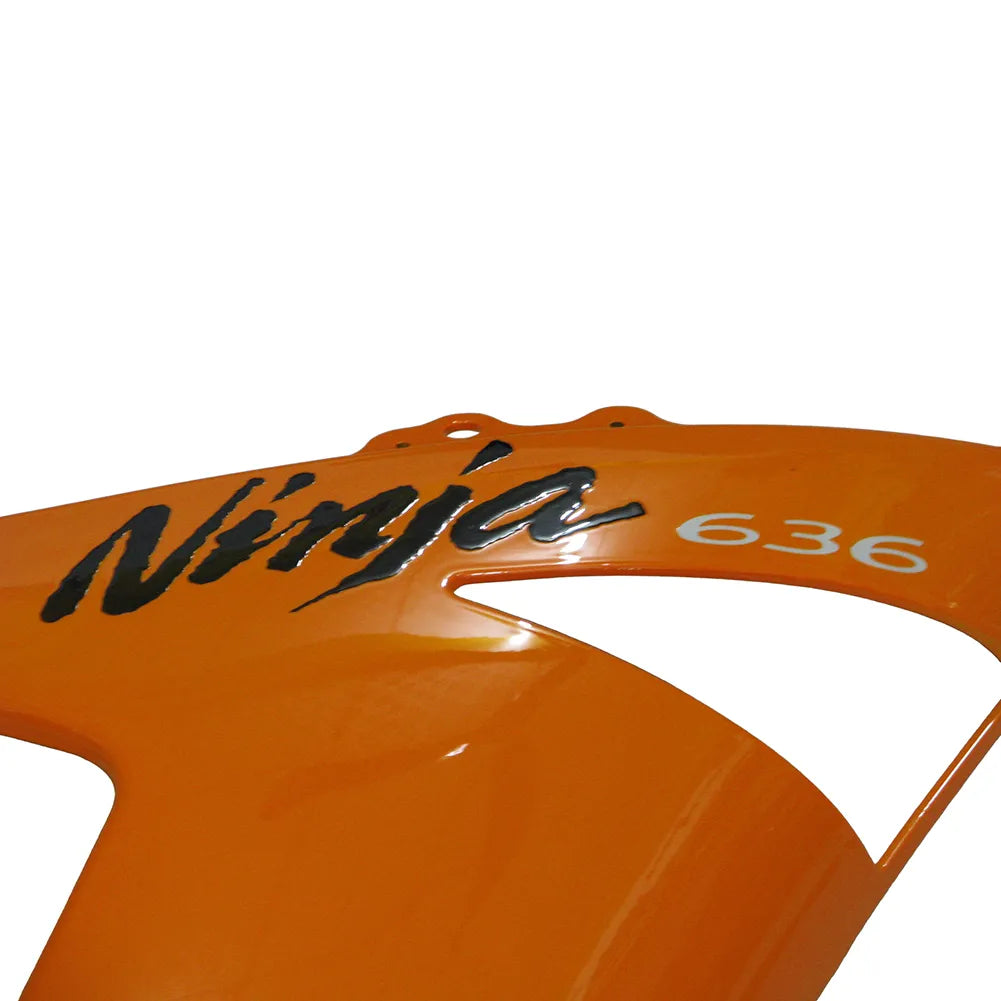 Kawasaki ZX-6R / 636 2005-2006 Orange and Black tail section fairing detail view 1