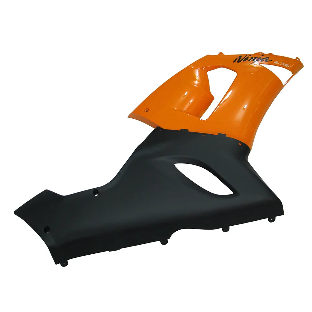 Kawasaki ZX-6R / 636 2005-2006 Orange and Black tail section fairing side view