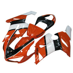 Kawasaki ZX-6R / 636 2005-2006 Orange, Black, and White full fairing kit set view
