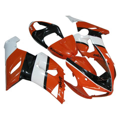 Kawasaki ZX-6R / 636 2005-2006 Orange, Black, and White fairing kit left side view