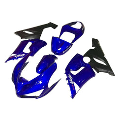 Kawasaki ZX-6R / 636 2005-2006 Black and Blue B full fairing kit set view