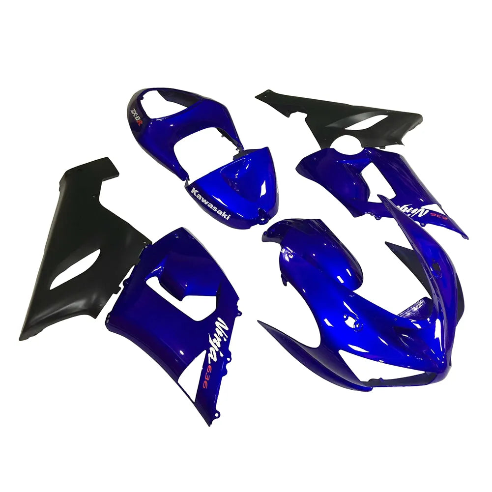 Kawasaki ZX-6R / 636 2005-2006 Black and Blue B fairing kit left side view