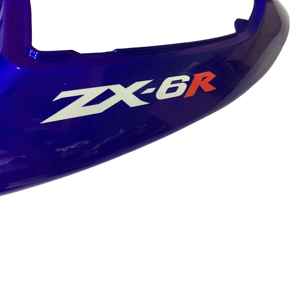 Kawasaki ZX-6R / 636 2005-2006 Black and Blue B tail section fairing rear view