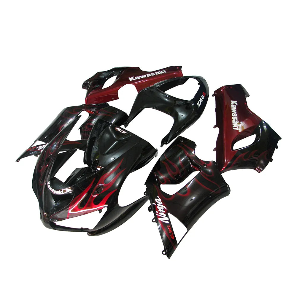 Kawasaki ZX-6R / 636 2005-2006 Red Flame tail section fairing rear view
