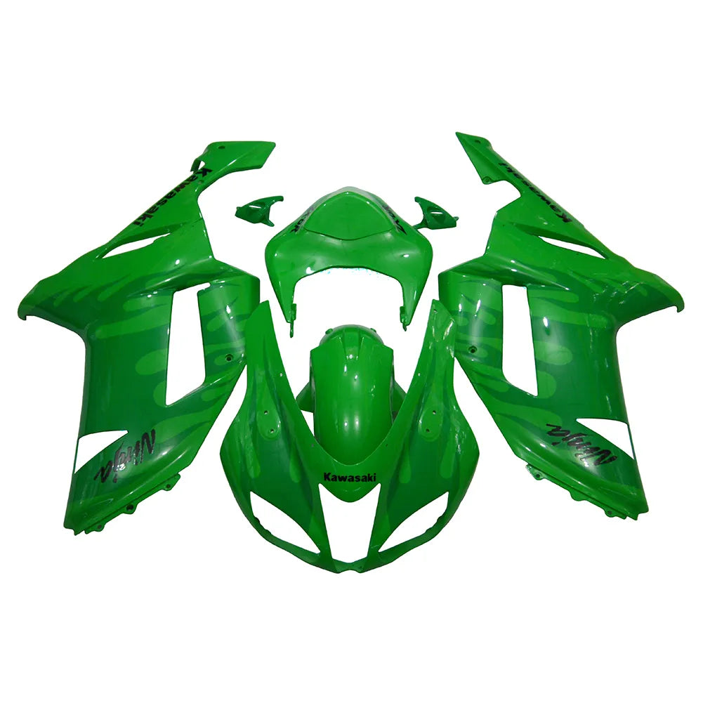 Kawasaki ZX-6R / 636 2007-2008 Green Flame full fairing kit set view