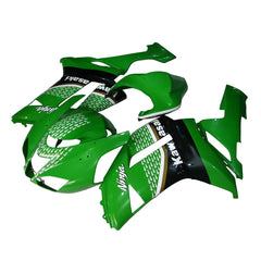 Kawasaki ZX-6R / 636 2007-2008 Green, Black, and White Raindrop Edition full fairing kit set view
