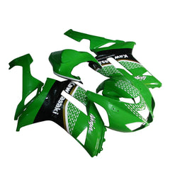 Kawasaki ZX-6R / 636 2007-2008 Green, Black, and White Raindrop Edition fairing kit left side view