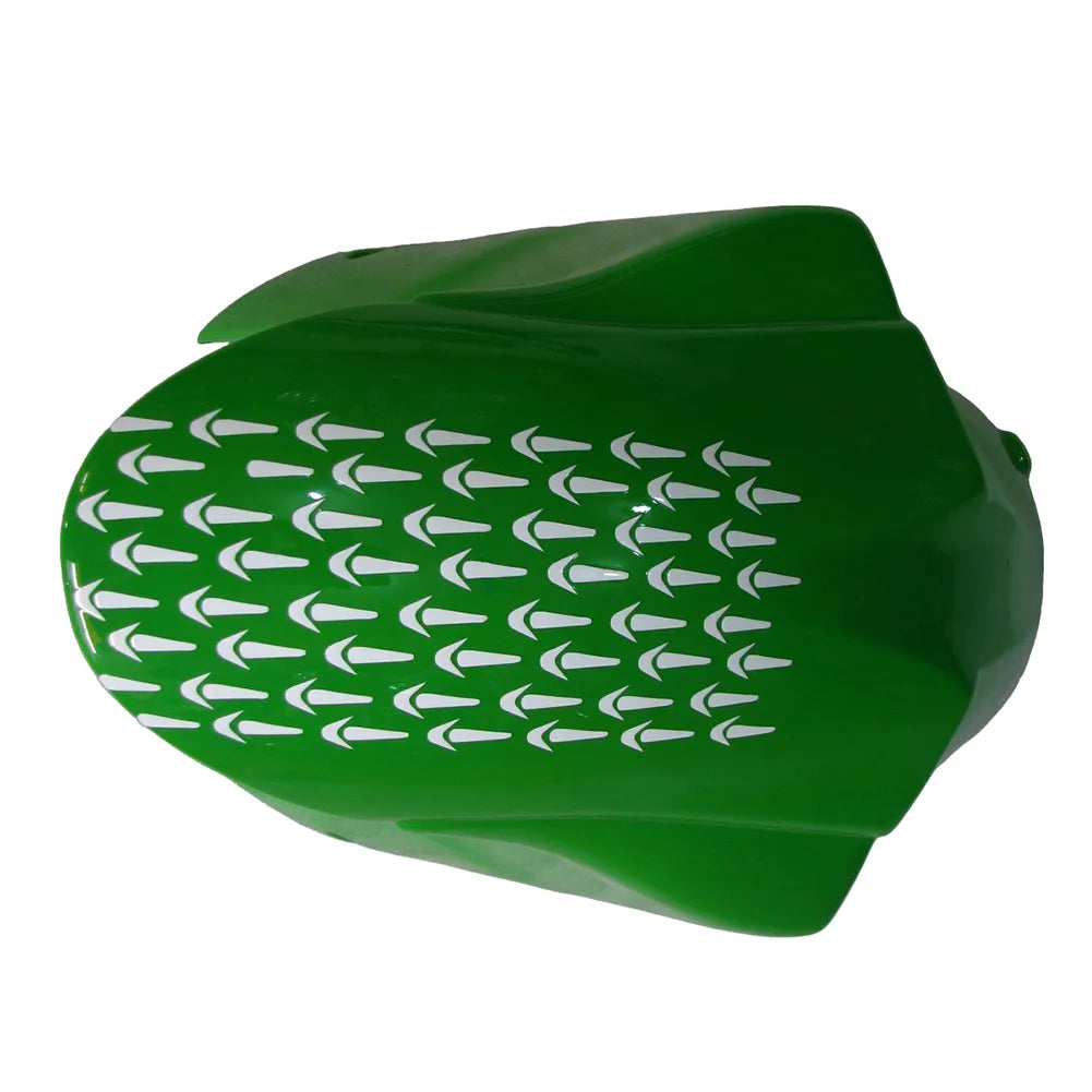 Kawasaki ZX-6R / 636 2007-2008 Green, Black, and White Raindrop Edition tail section fairing detail view 2