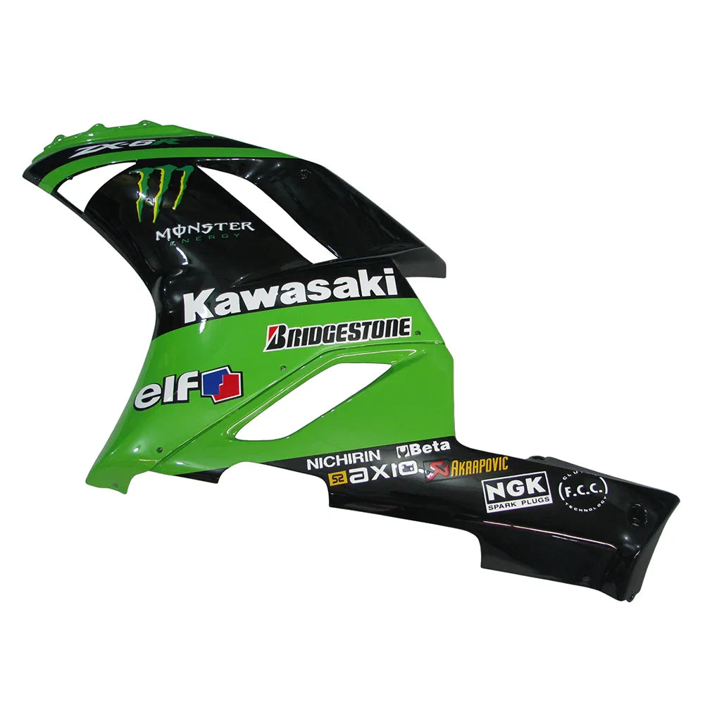 Kawasaki ZX-6R / 636 2007-2008 Green, Black, and Green Monster Edition A tail section fairing rear view