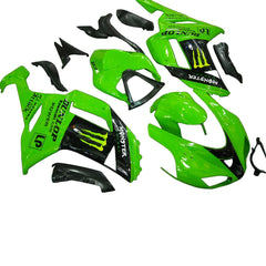 Kawasaki ZX-6R / 636 2007-2008 Green, Black, and Green Monster Edition C fairing kit front view