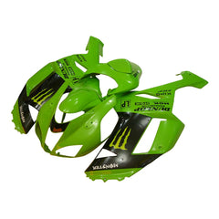 Kawasaki ZX-6R / 636 2007-2008 Green, Black, and Green Monster Edition D fairing kit left side view