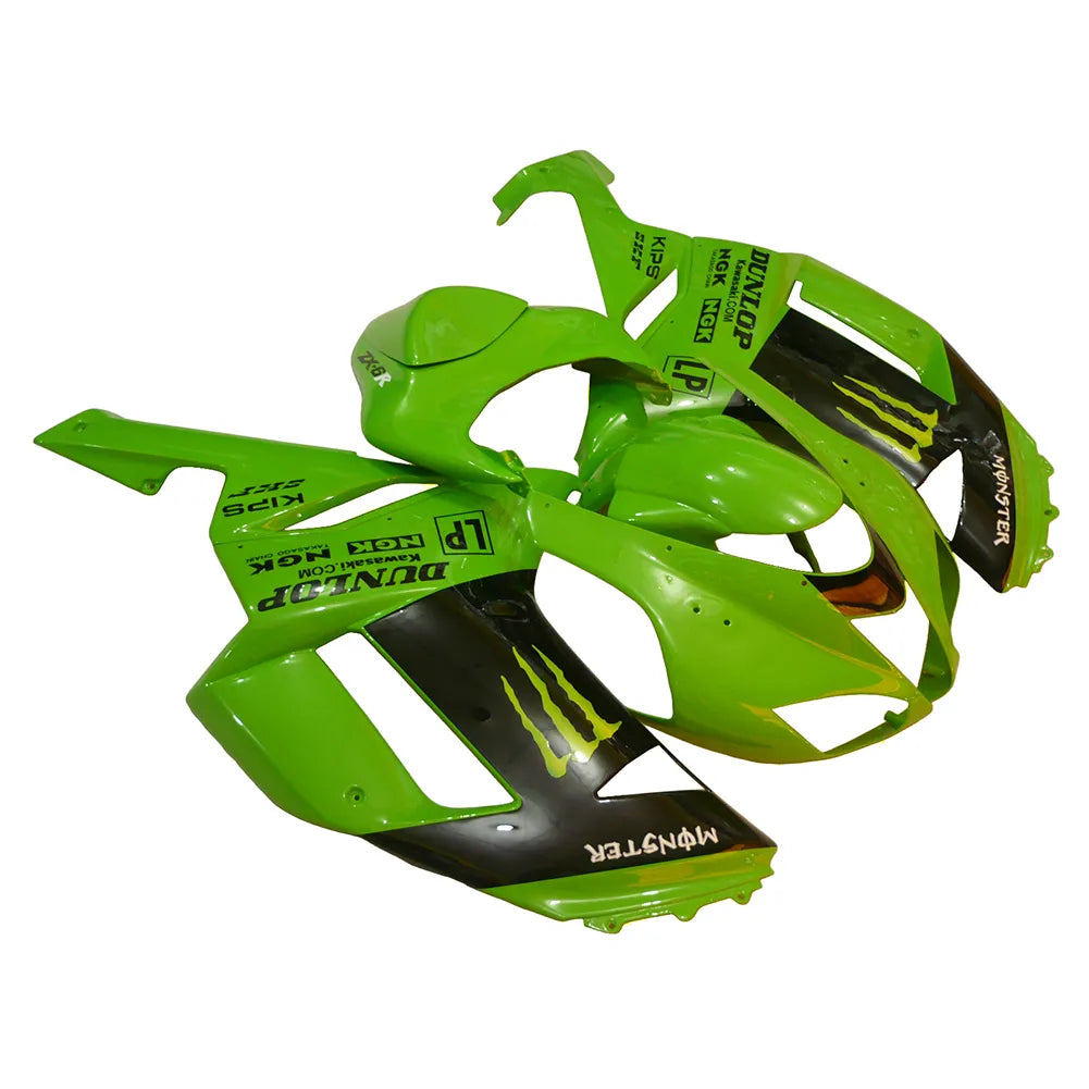 Kawasaki ZX-6R / 636 2007-2008 Green, Black, and Green Monster Edition D fairing kit front view