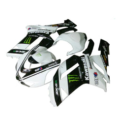 Kawasaki ZX-6R / 636 2007-2008 Black, White, and Green Monster Edition full fairing kit set view