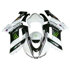 Kawasaki ZX-6R / 636 2007-2008 Black, White, and Green Monster Edition fairing kit front view