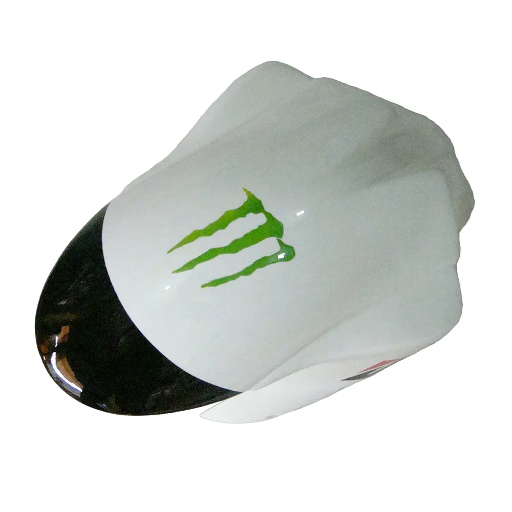 Kawasaki ZX-6R / 636 2007-2008 Black, White, and Green Monster Edition tail section fairing detail view 3