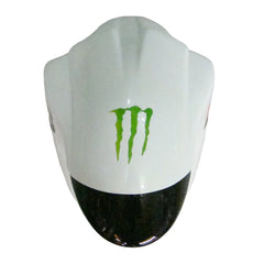 Kawasaki ZX-6R / 636 2007-2008 Black, White, and Green Monster Edition tail section fairing detail view 4