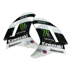 Kawasaki ZX-6R / 636 2007-2008 Black, White, and Green Monster Edition tail section fairing rear view