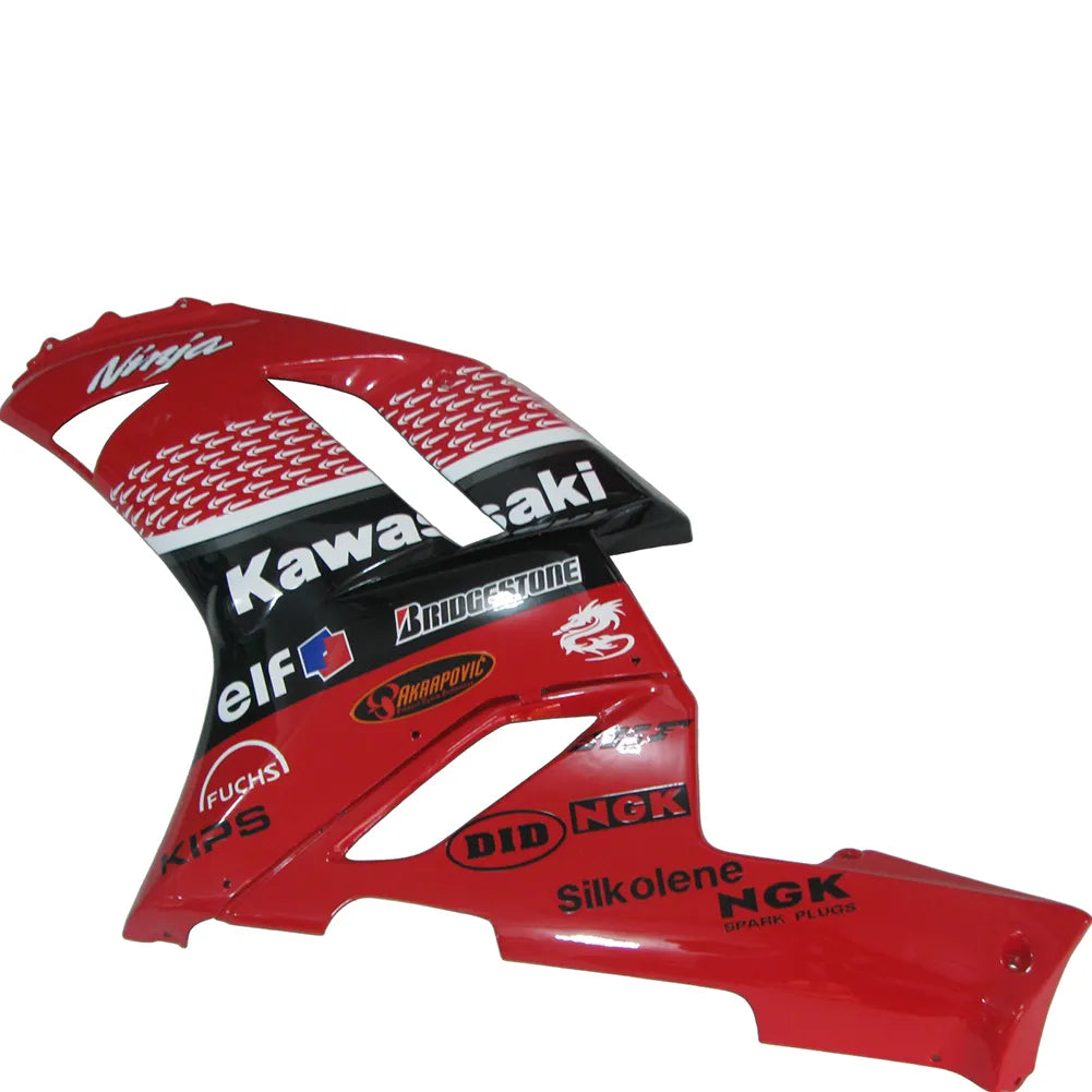 Kawasaki ZX-6R / 636 2007-2008 Black, Red, and White Raindrop Edition tail section fairing rear view