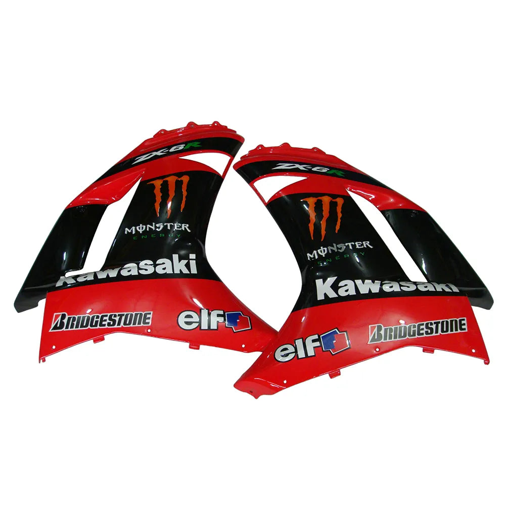 Kawasaki ZX-6R / 636 2007-2008 Black, Red, and Orange Monster Edition tail section fairing detail view 5