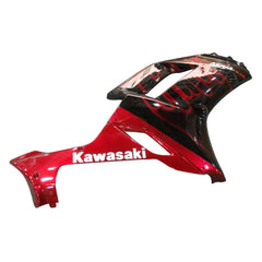 Kawasaki ZX-6R / 636 2007-2008 Black and Red Flame A with Logos fairing kit left side view