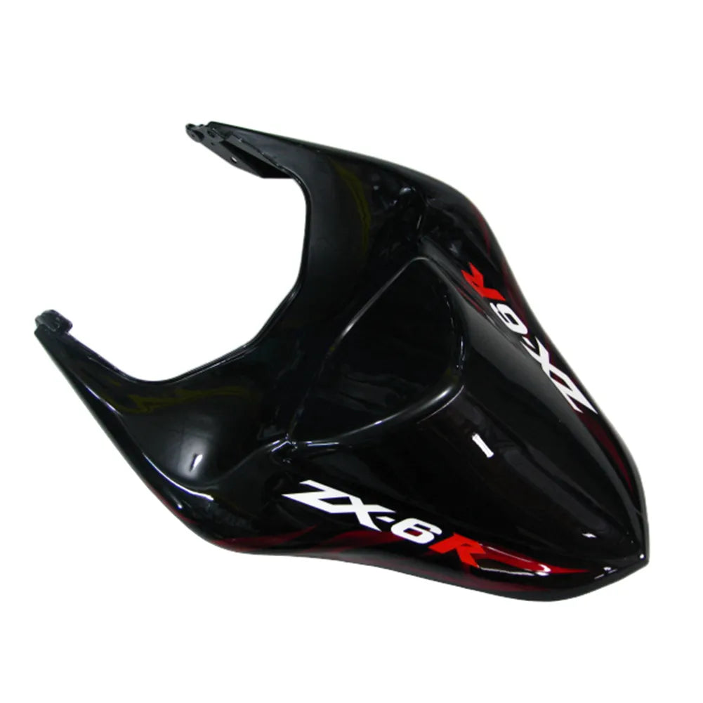 Kawasaki ZX-6R / 636 2007-2008 Black and Red Flame B with Logos tail section fairing detail view 8