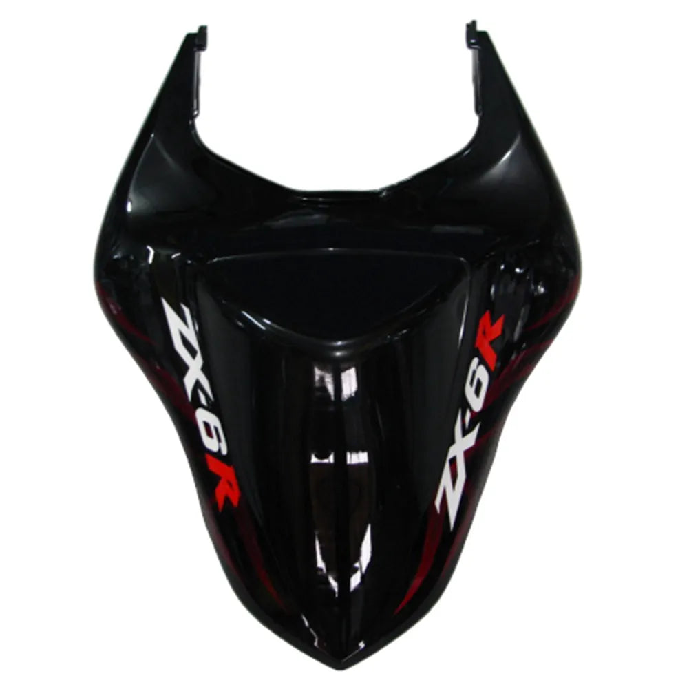 Kawasaki ZX-6R / 636 2007-2008 Black and Red Flame B with Logos tail section fairing detail view 7