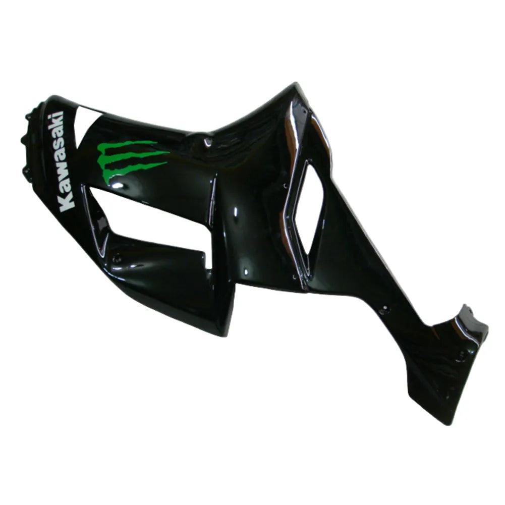 Kawasaki ZX-6R / 636 2007-2008 Black and Green Monster Edition with Logos tail section fairing detail view 2