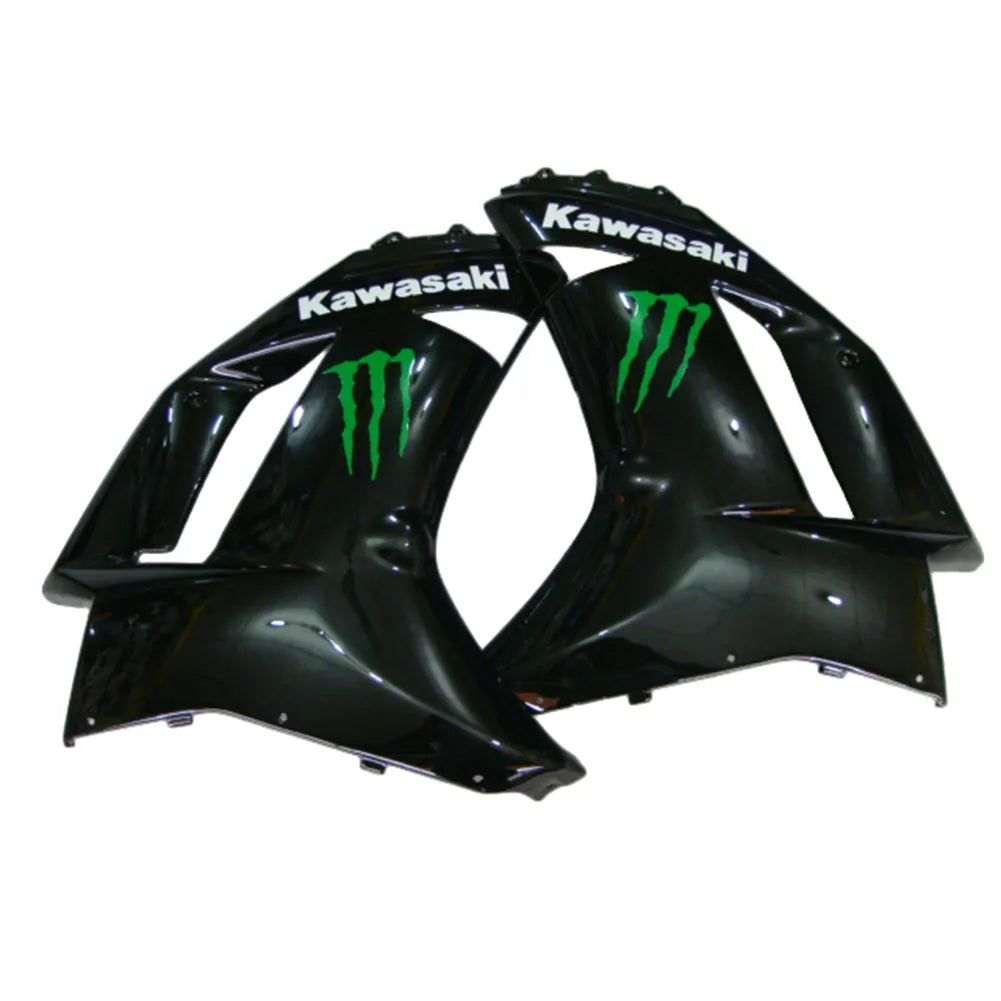 Kawasaki ZX-6R / 636 2007-2008 Black and Green Monster Edition with Logos tail section fairing detail view 4