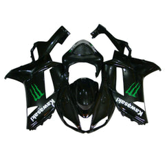 Kawasaki ZX-6R / 636 2007-2008 Black and Green Monster Edition with Logos tail section fairing rear view