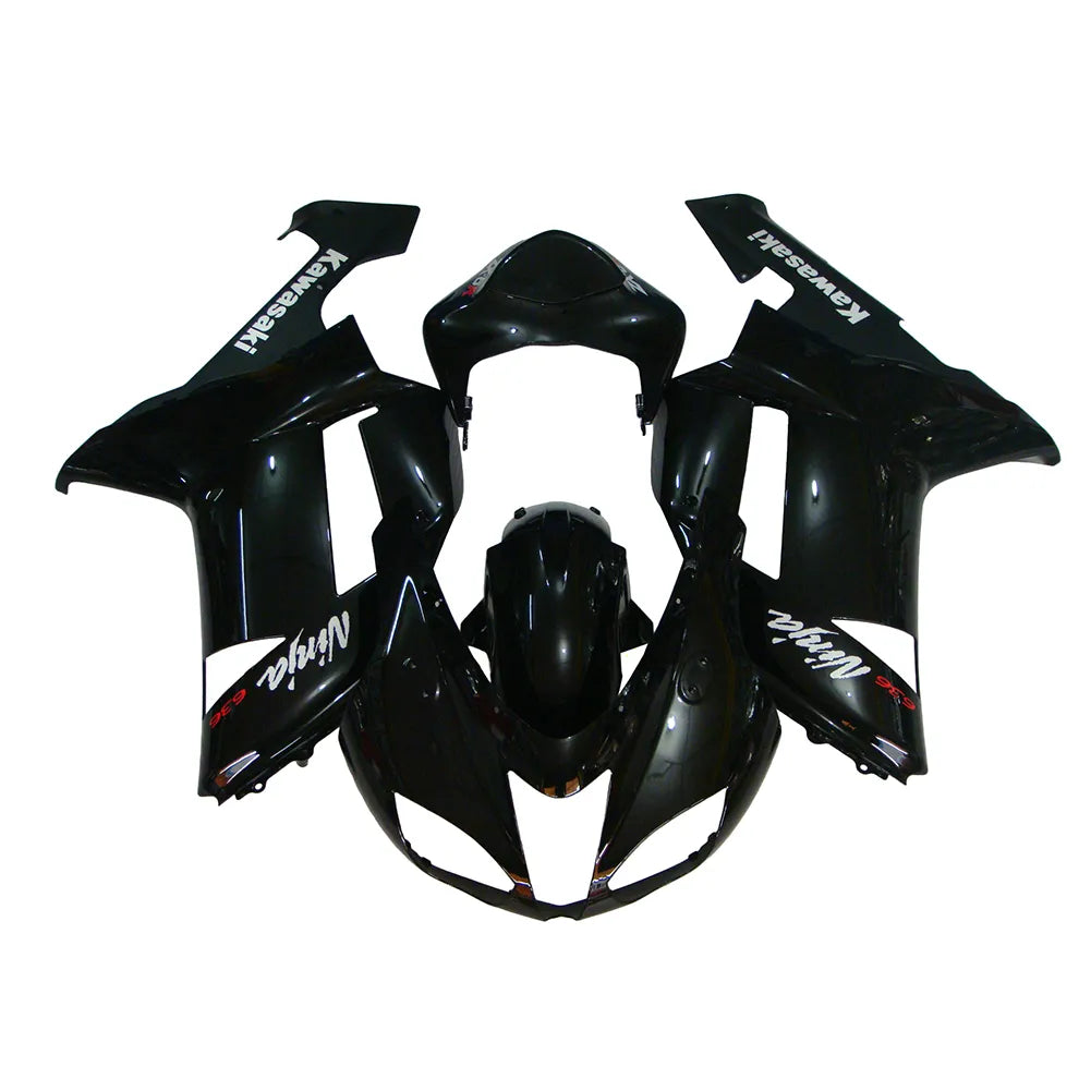 Kawasaki ZX-6R / 636 2007-2008 Matte Black and Black fairing kit front view